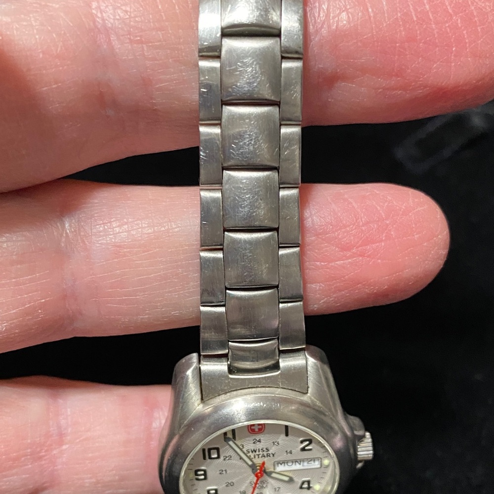 Silver vintage Swiss Military Stainless Steel Watch - Picture 7 of 12